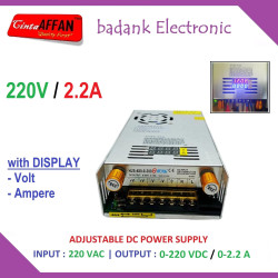 0-220V/0-2.2A Adjustable DC Power Supply with Display Volt Ampere